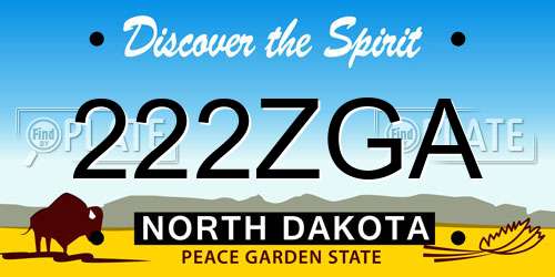 222ZGA North Dakota License Plate