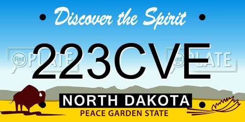 223CVE North Dakota License Plate