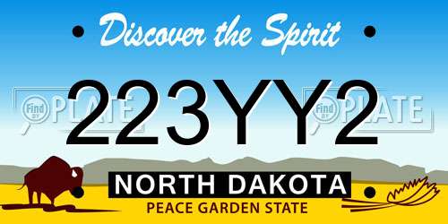 223YY2 North Dakota License Plate