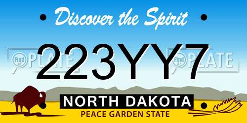 223YY7 North Dakota License Plate