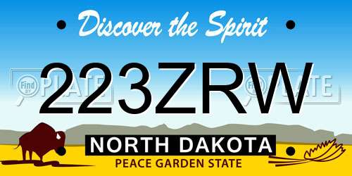 223ZRW North Dakota License Plate