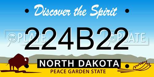 224B22 North Dakota License Plate