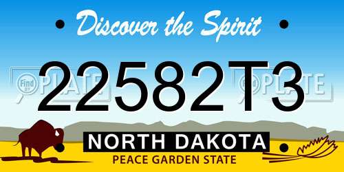 22582T3 North Dakota License Plate