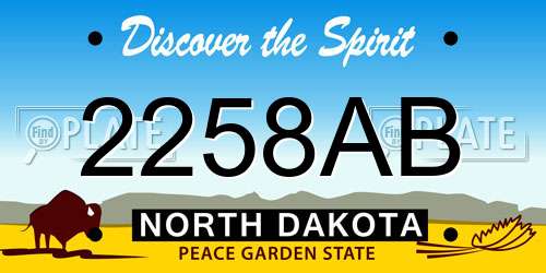 2258AB North Dakota License Plate