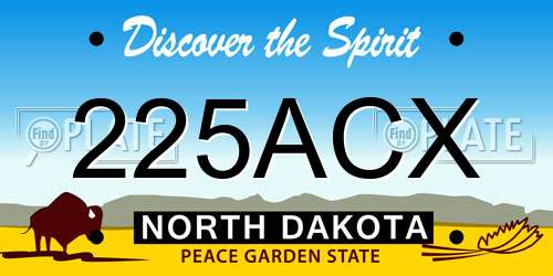 225ACX North Dakota License Plate