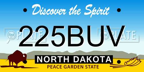 225BUV North Dakota License Plate