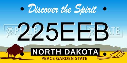 225EEB North Dakota License Plate