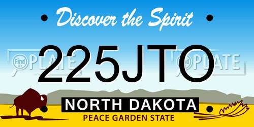 225JTO North Dakota License Plate