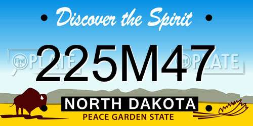 225M47 North Dakota License Plate