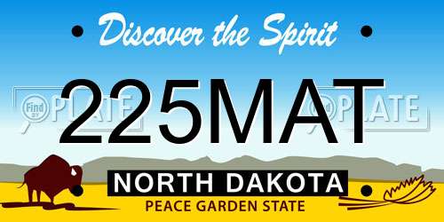 225MAT North Dakota License Plate