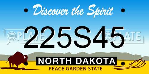 225S45 North Dakota License Plate