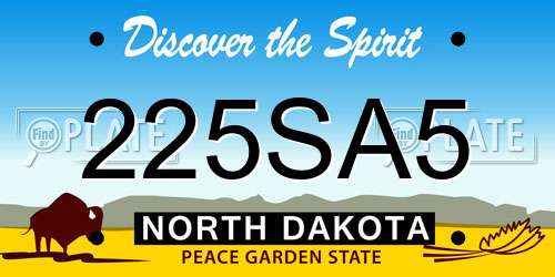 225SA5 North Dakota License Plate