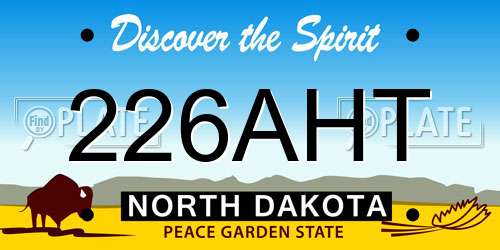 226AHT North Dakota License Plate