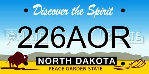 226AOR North Dakota License Plate