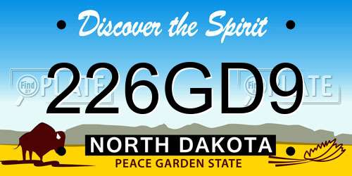 226GD9 North Dakota License Plate