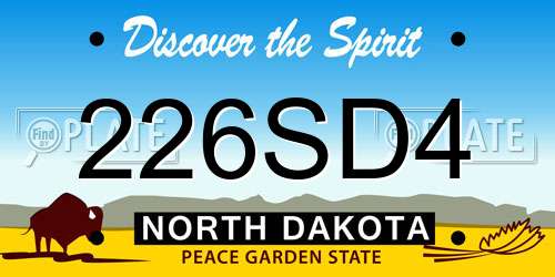 226SD4 North Dakota License Plate