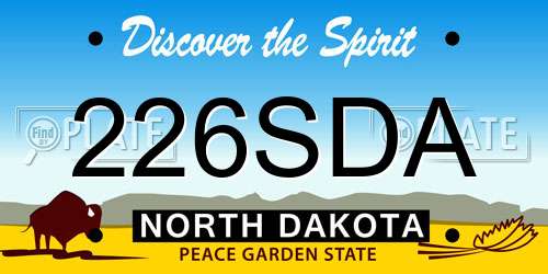 226SDA North Dakota License Plate