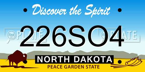 226SO4 North Dakota License Plate