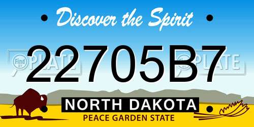 22705B7 North Dakota License Plate