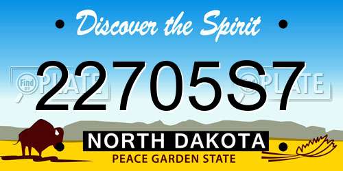 22705S7 North Dakota License Plate