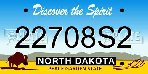 22708S2 North Dakota License Plate