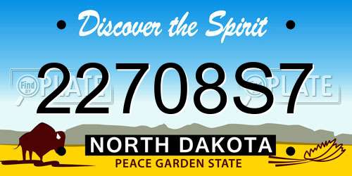 22708S7 North Dakota License Plate