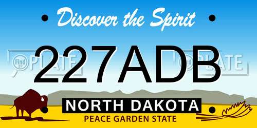227ADB North Dakota License Plate
