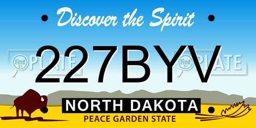 227BYV North Dakota License Plate