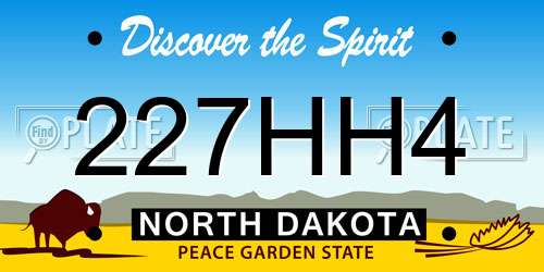 227HH4 North Dakota License Plate