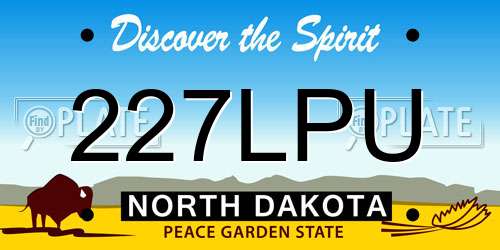 227LPU North Dakota License Plate