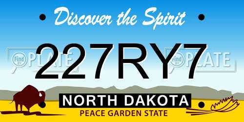 227RY7 North Dakota License Plate