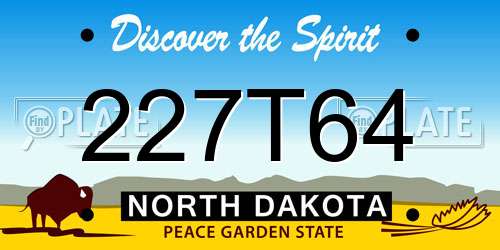 227T64 North Dakota License Plate