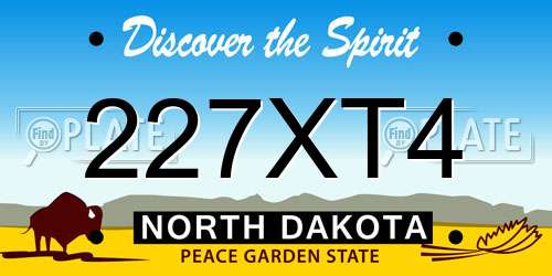 227XT4 North Dakota License Plate