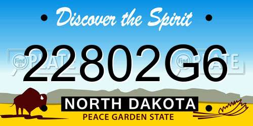 22802G6 North Dakota License Plate