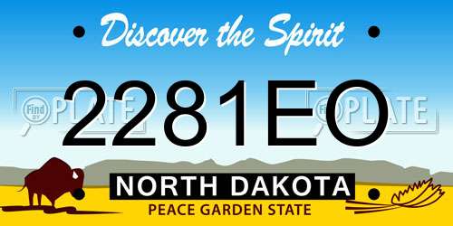 2281EO North Dakota License Plate