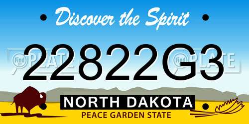 22822G3 North Dakota License Plate
