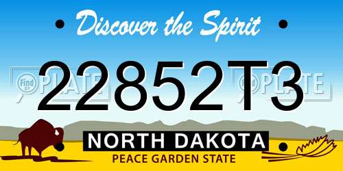22852T3 North Dakota License Plate
