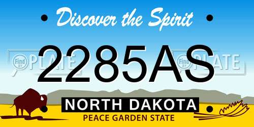 2285AS North Dakota License Plate