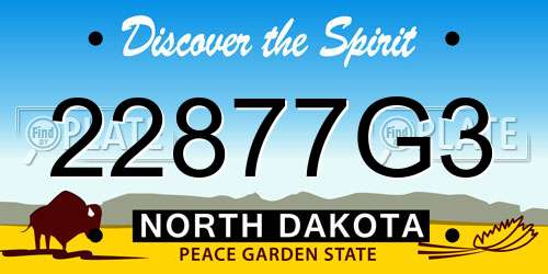 22877G3 North Dakota License Plate