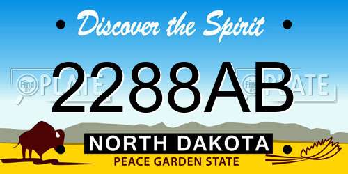 2288AB North Dakota License Plate