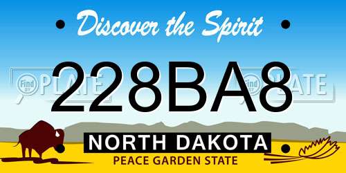 228BA8 North Dakota License Plate