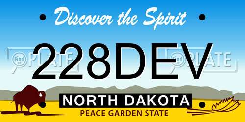 228DEV North Dakota License Plate