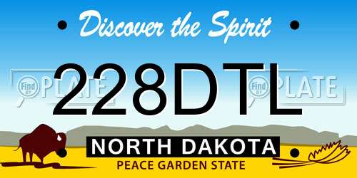 228DTL North Dakota License Plate