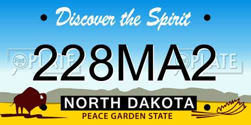 228MA2 North Dakota License Plate