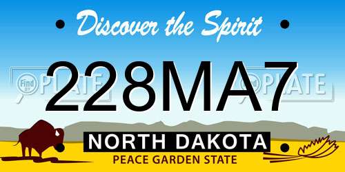 228MA7 North Dakota License Plate