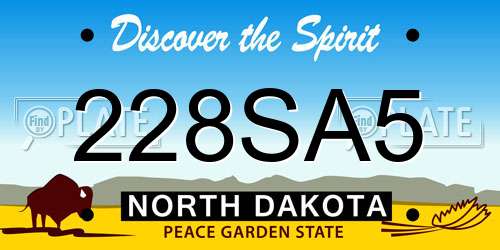 228SA5 North Dakota License Plate