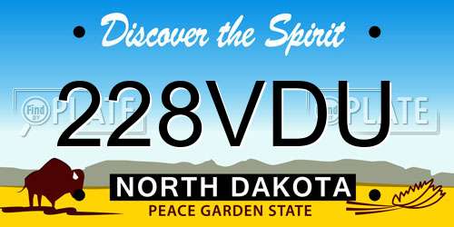 228VDU North Dakota License Plate