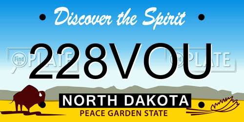 228VOU North Dakota License Plate