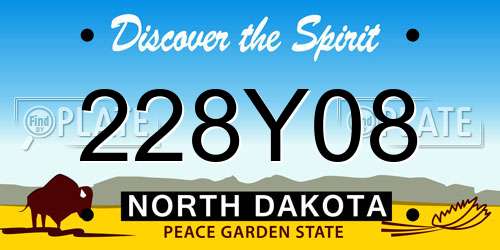 228Y08 North Dakota License Plate
