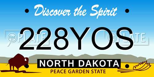 228YOS North Dakota License Plate